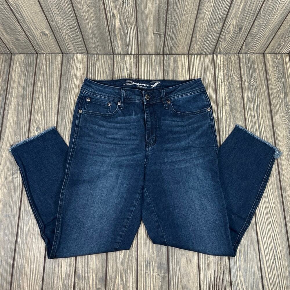 Seven7 Jeans‎ High Rise Ankle Skinny MY1450 Women Sz 8 Cropped Dark Wash